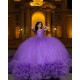 Ball Gown Purple Quinceanera Dresses Ruffled Vestidos De 15 Anos Chandelier Sleeve Sweet 15 Gowns